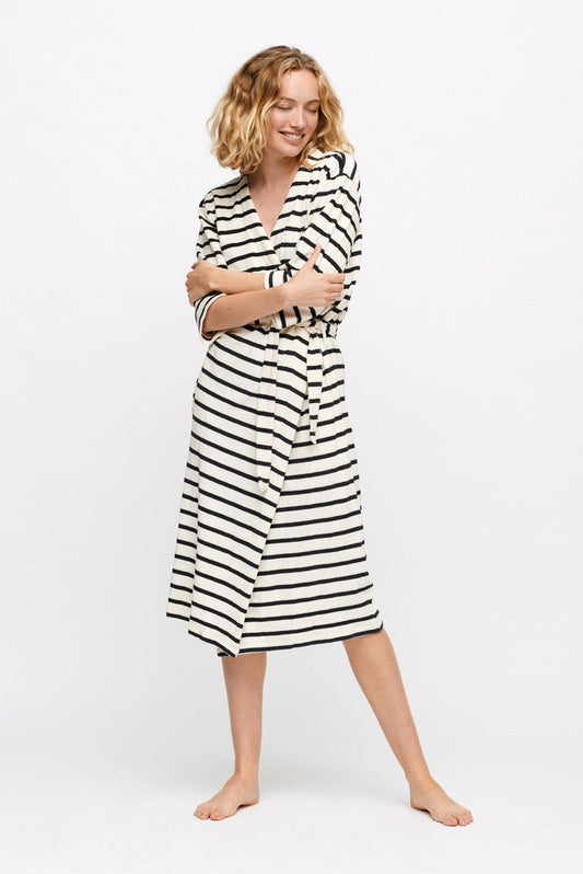 Organic Cotton Striped Terry Bathrobe