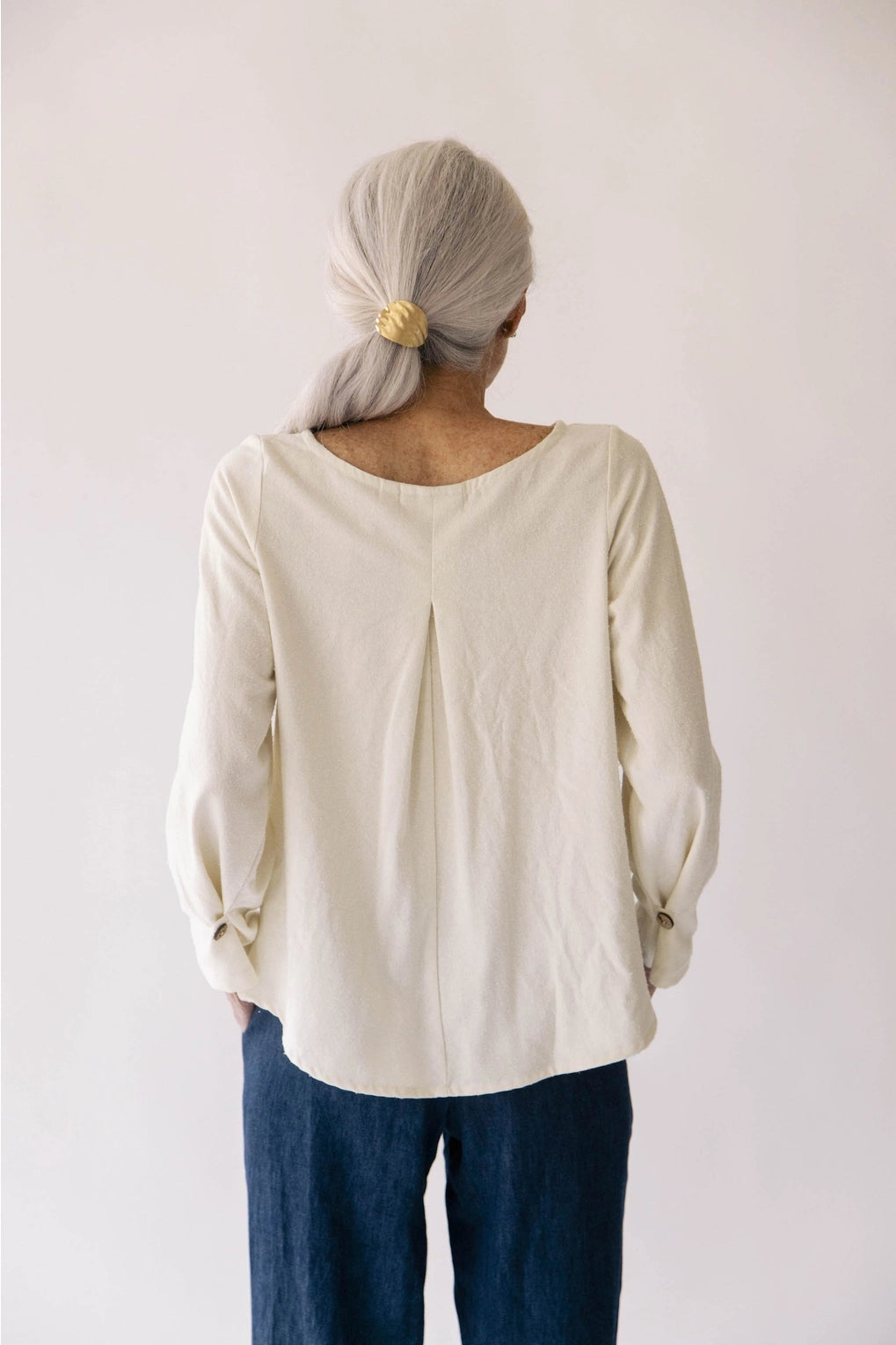 Raw Silk Blouse with Back Pleat